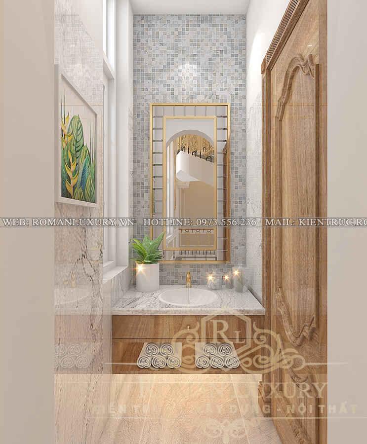 phòng tắm biệt thự kiến trúc cổ điển