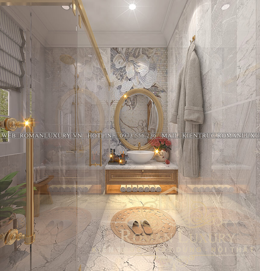 phòng tắm biệt thự kiến trúc cổ điển