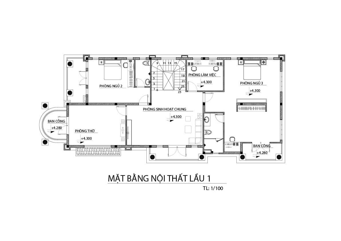 biệt thự 3 tầng 180m2 6