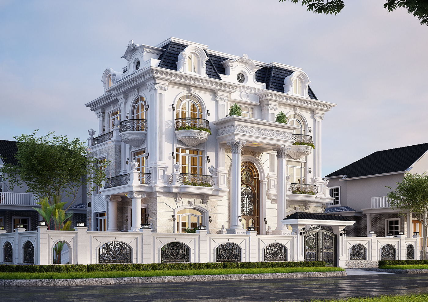 99 Mẫu Thiết kế Biệt thự Cổ Điển Kiểu Pháp đẹp nhất 2023