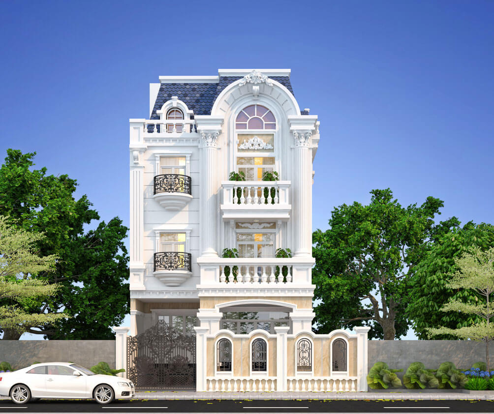 Mẫu thiết kế biệt thự đẹp 3 tầng tân cổ điển ở Vĩnh Phúc - BT1933.TC3