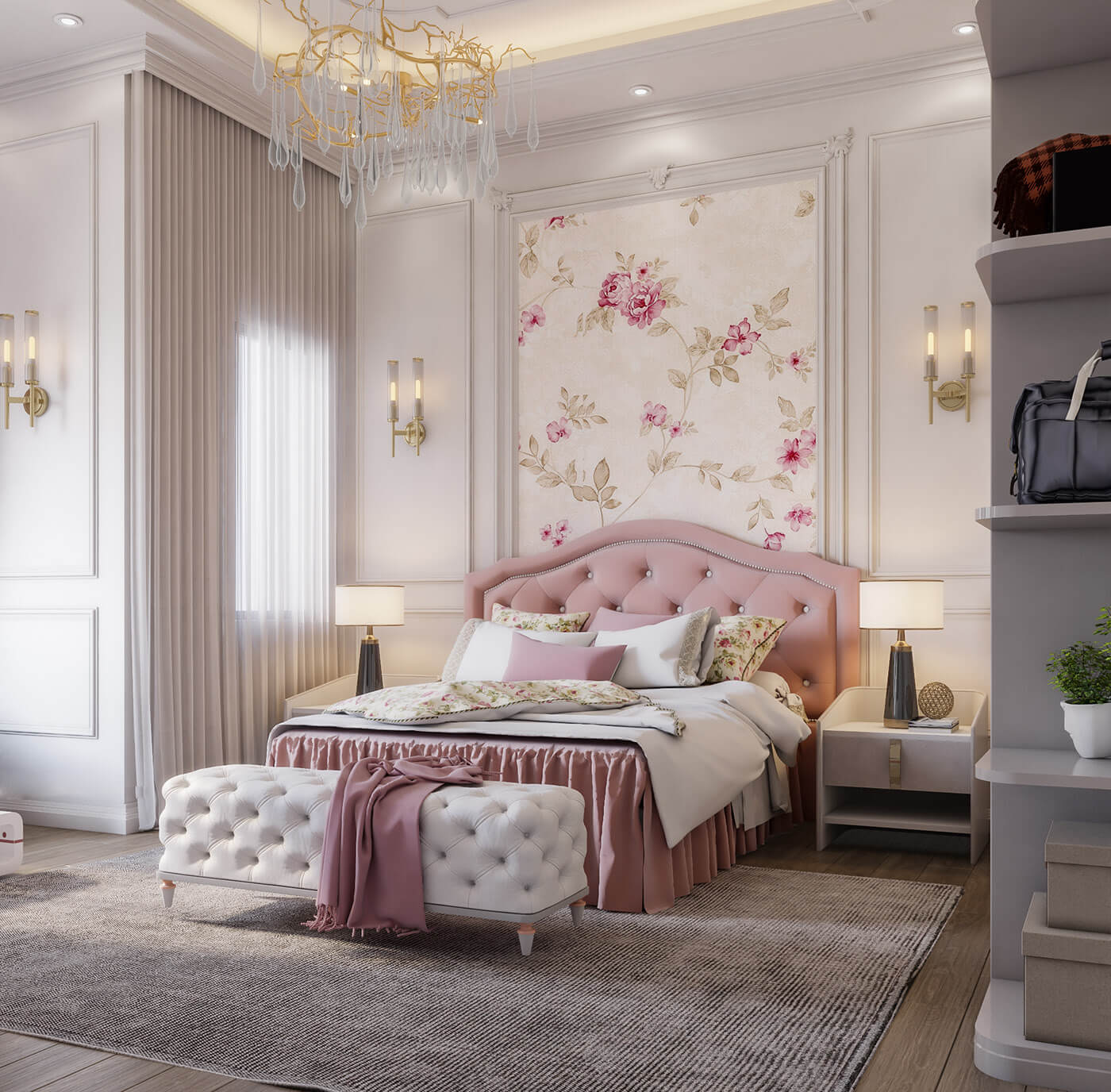 thiết kế nội thất phòng ngủ cho bé gái phong cách tân cổ điển 1