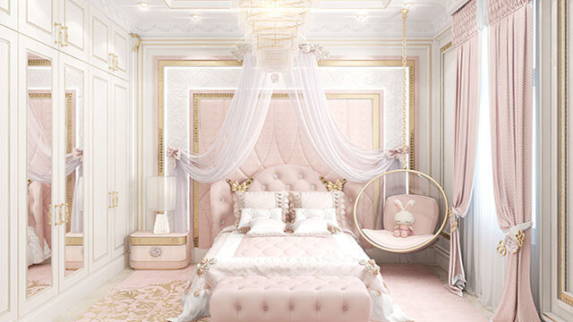 thiết kế nội thất phòng ngủ tân cổ điển cho bé gái 6