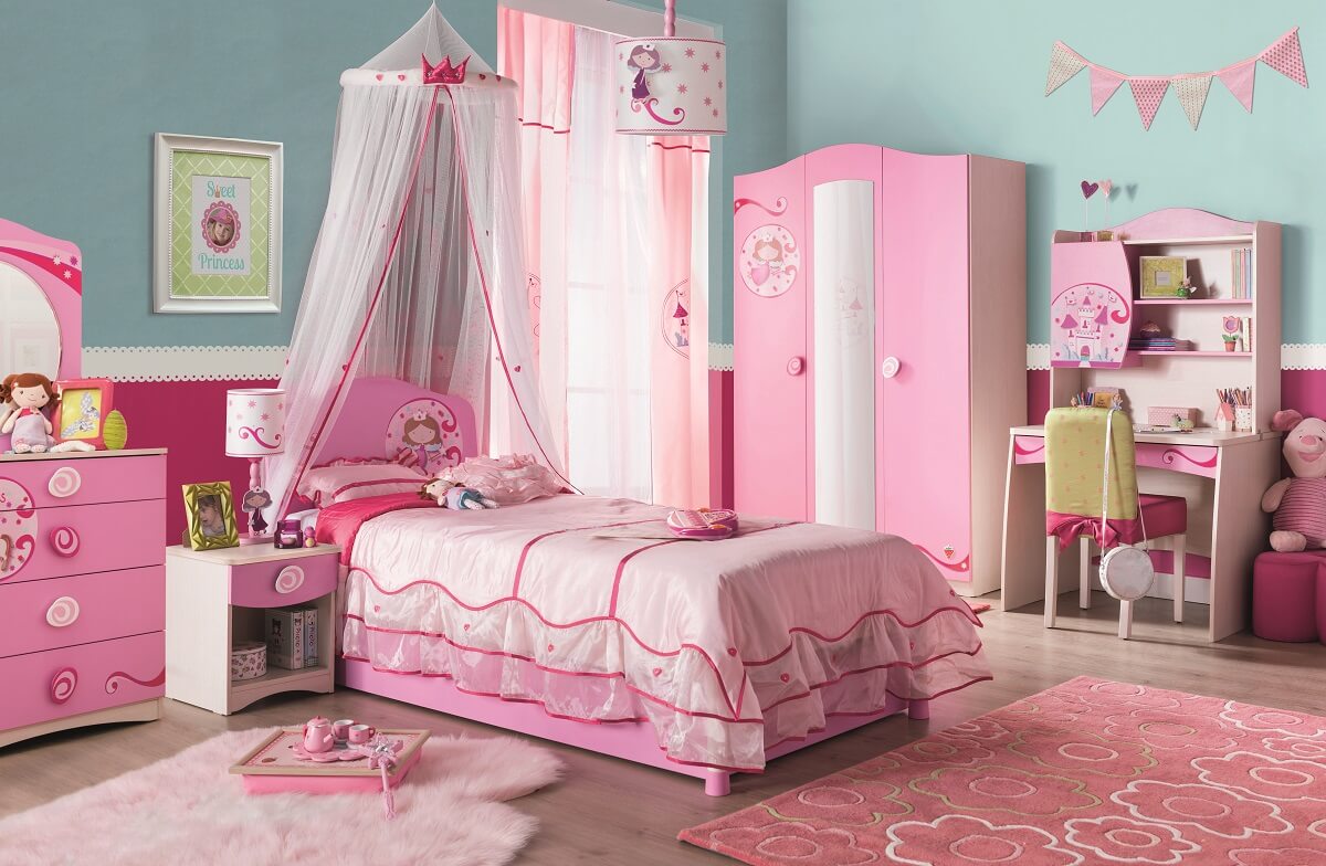 phòng ngủ trẻ em màu hồng đẹp 12