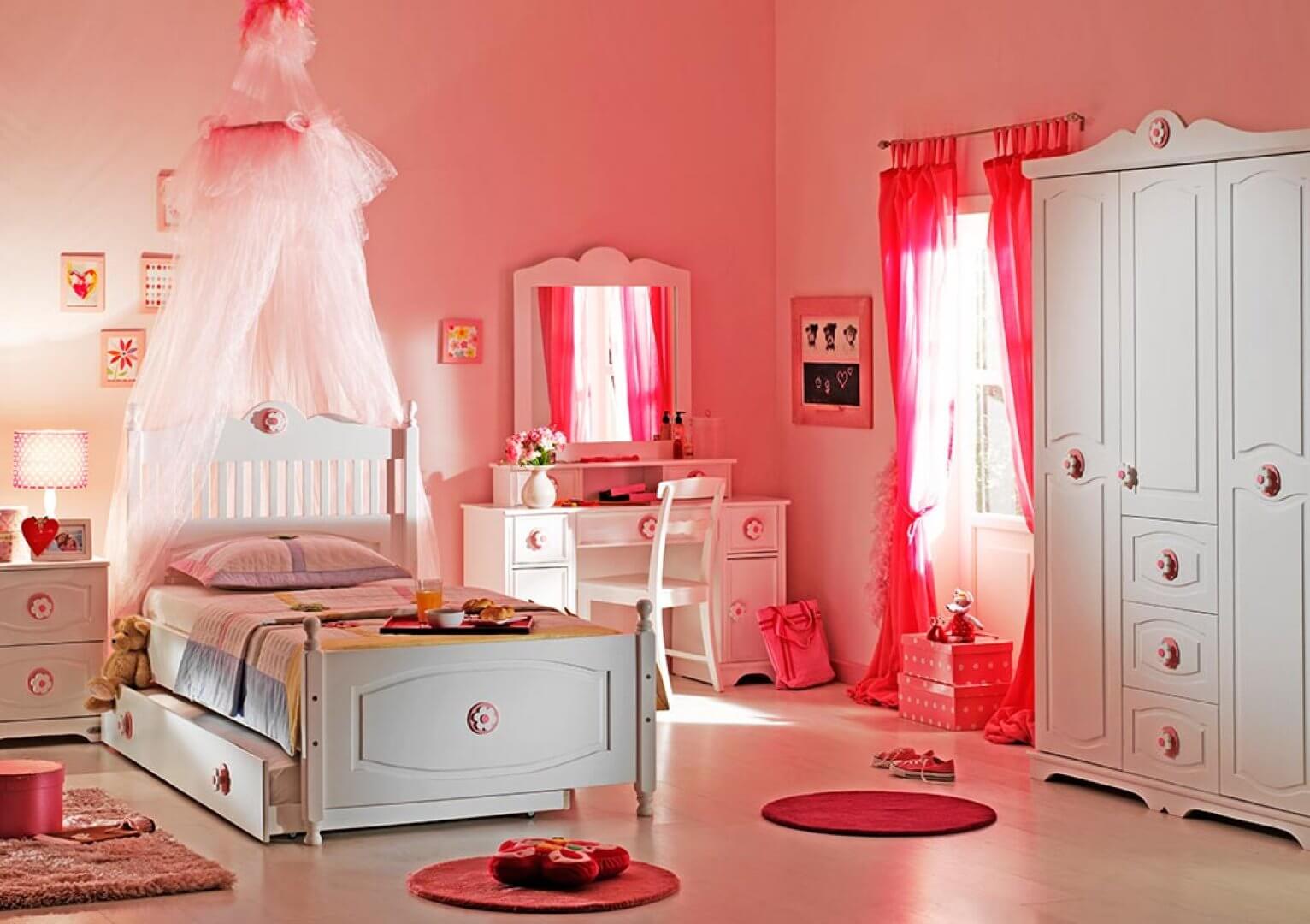 phòng ngủ trẻ em màu hồng đẹp 1