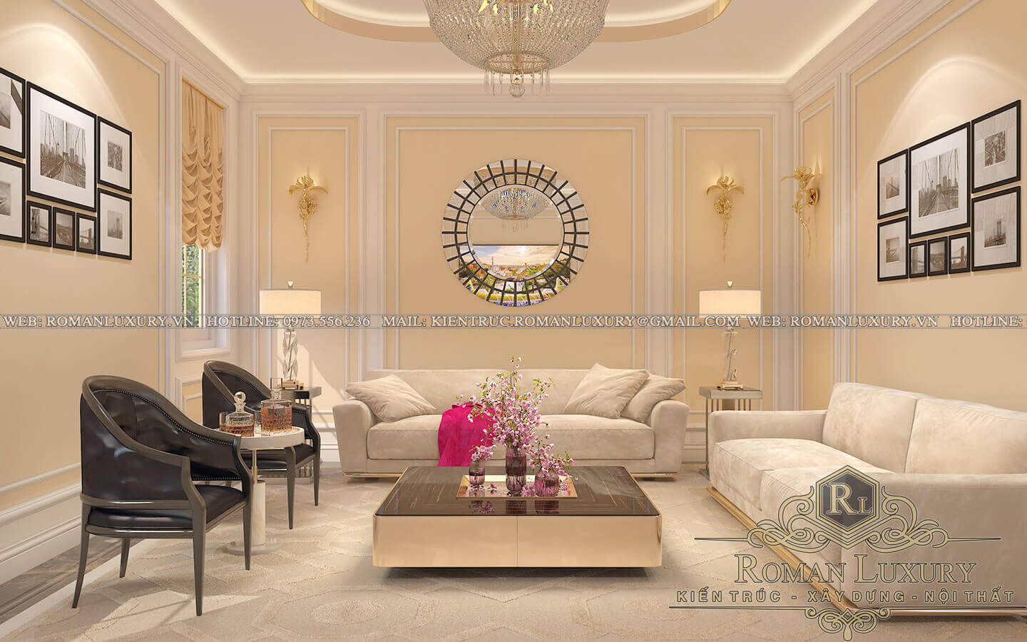 23 Thiết kế nội thất phòng khách tân cổ điển ĐẸP mẫu MỚI 2022