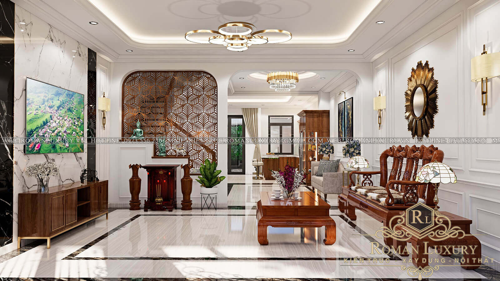 Thiết kế nội thất tân cổ điển giá rẻ kiến trúc pháp đẹp tại Hà Nội
