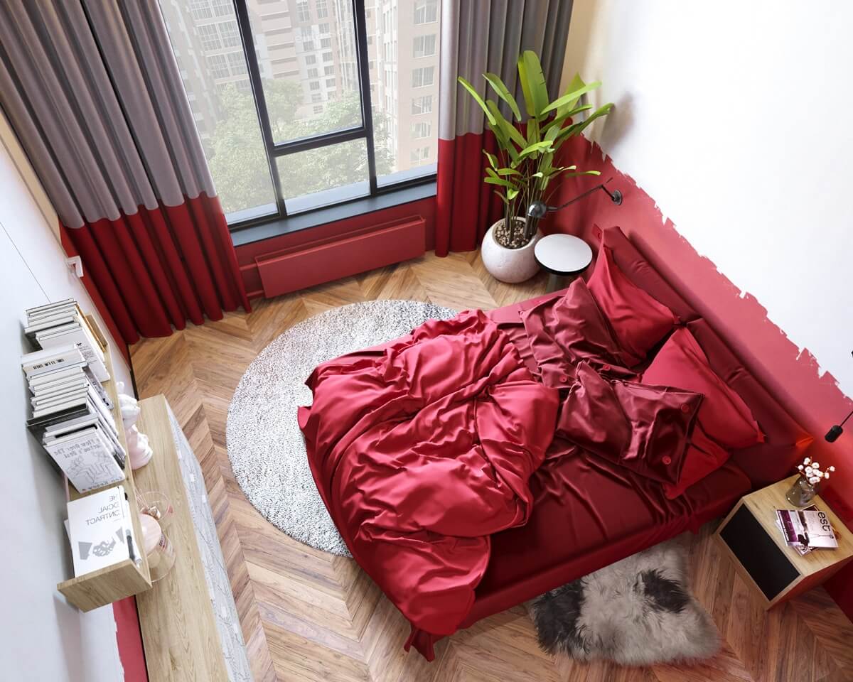 mẫu phòng ngủ màu đỏ đẹp 12