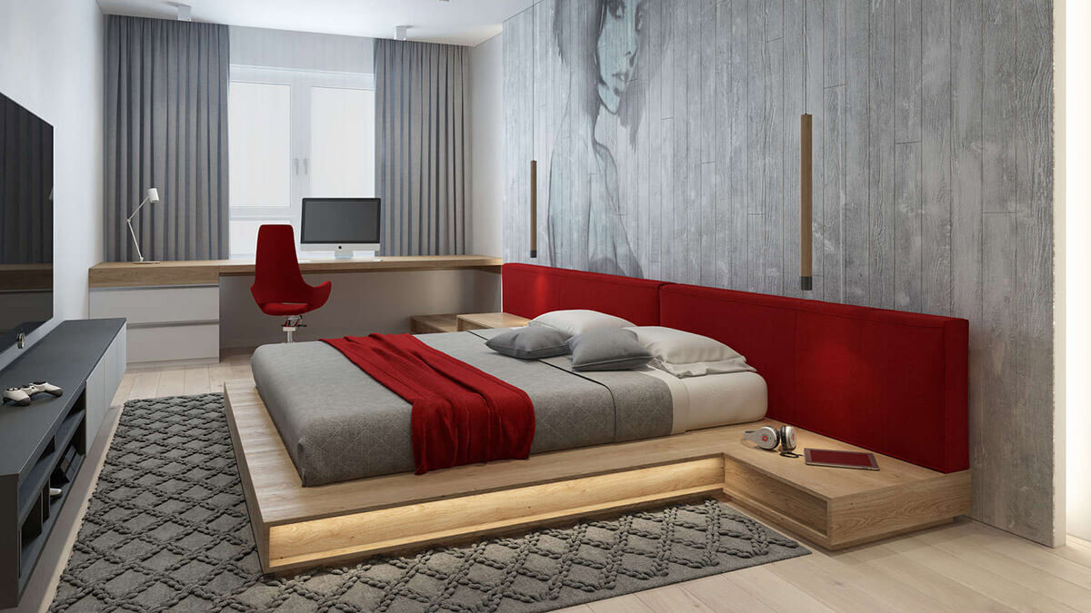 mẫu phòng ngủ màu đỏ đẹp 3
