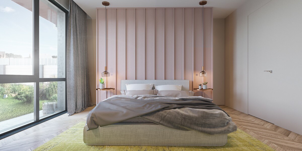 thiết kế nội thất phòng ngủ màu hồng 1