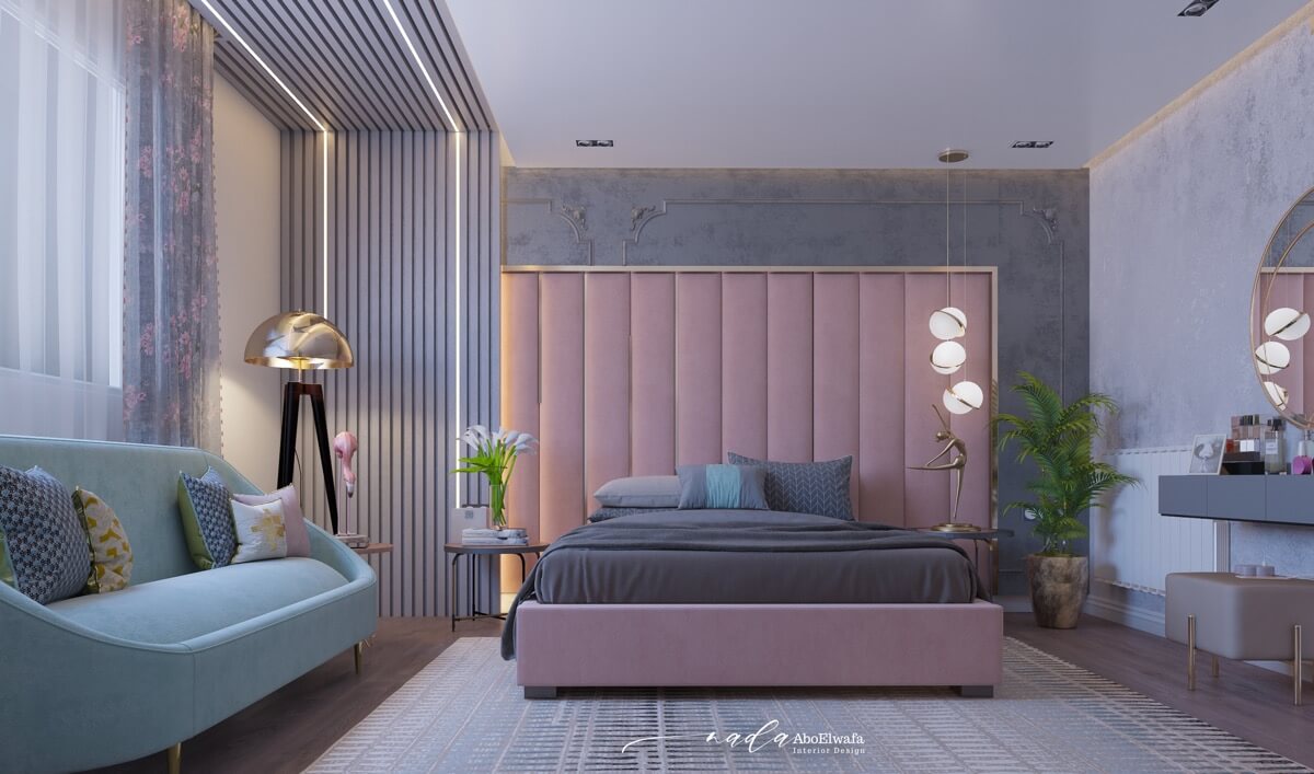 thiết kế nội thất phòng ngủ màu hồng 15