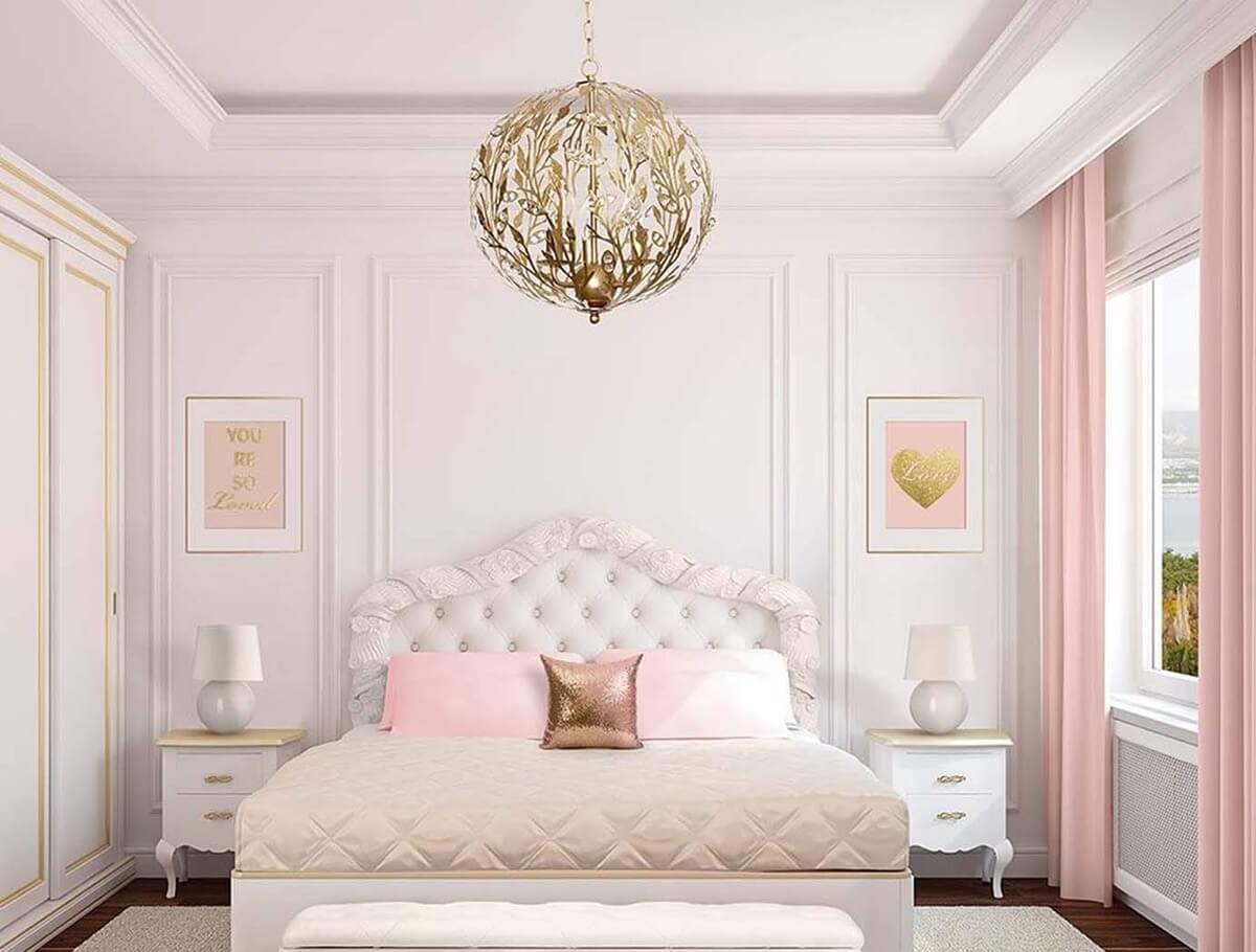 thiết kế nội thất phòng ngủ màu hồng 28