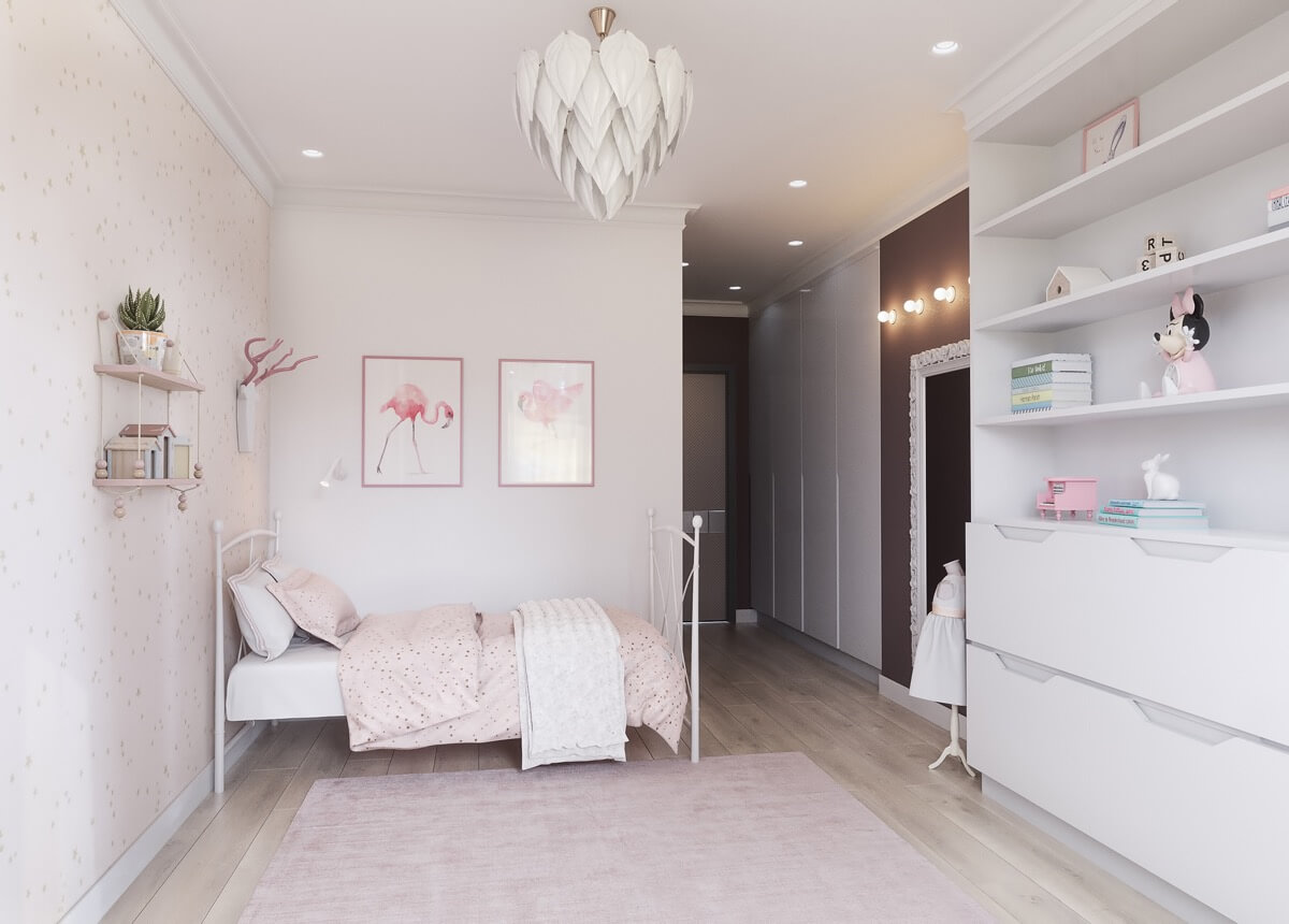 thiết kế nội thất phòng ngủ màu hồng 33