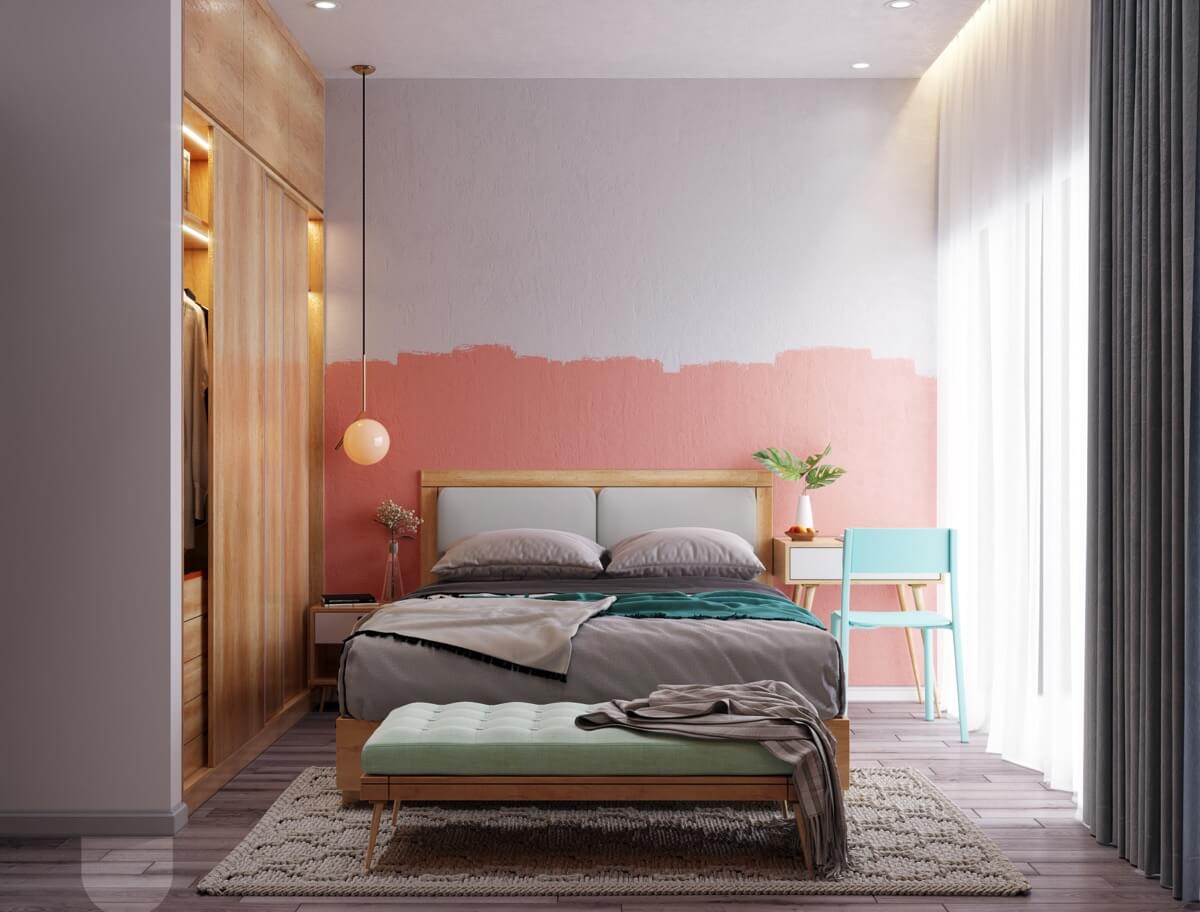 thiết kế nội thất phòng ngủ màu hồng 6