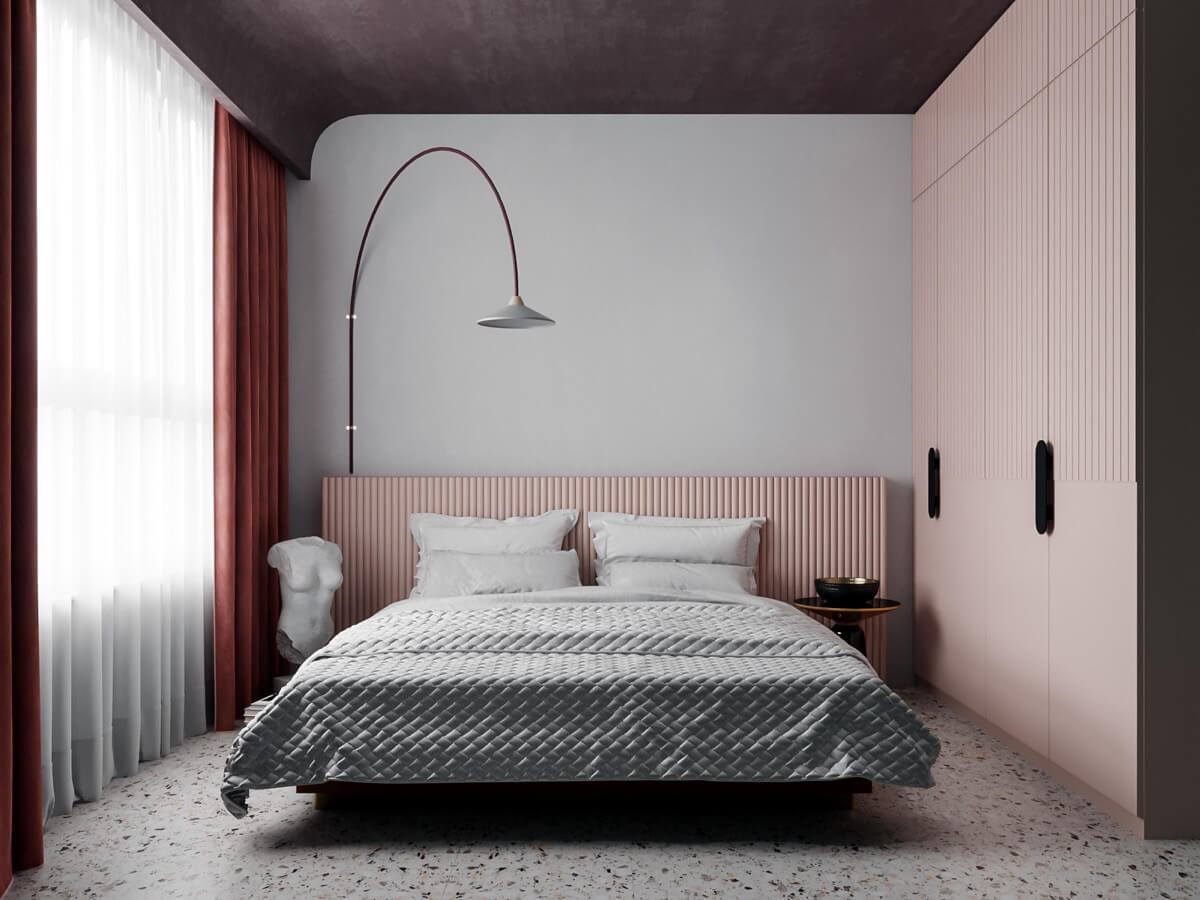 thiết kế nội thất phòng ngủ màu hồng 9