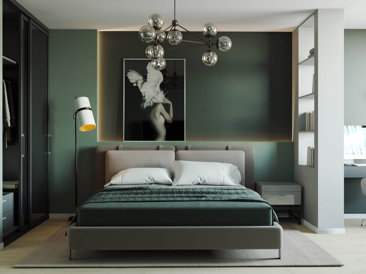 thiết kế phòng ngủ màu xanh đẹp 1