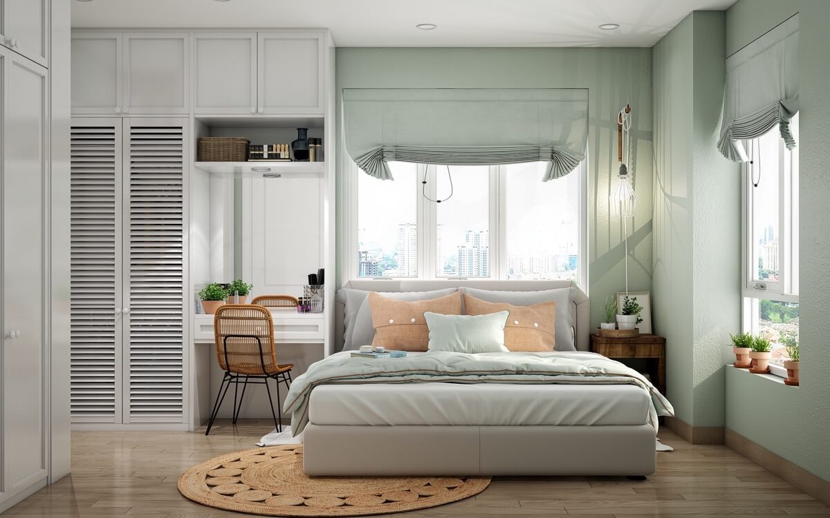 thiết kế phòng ngủ màu xanh đẹp 10
