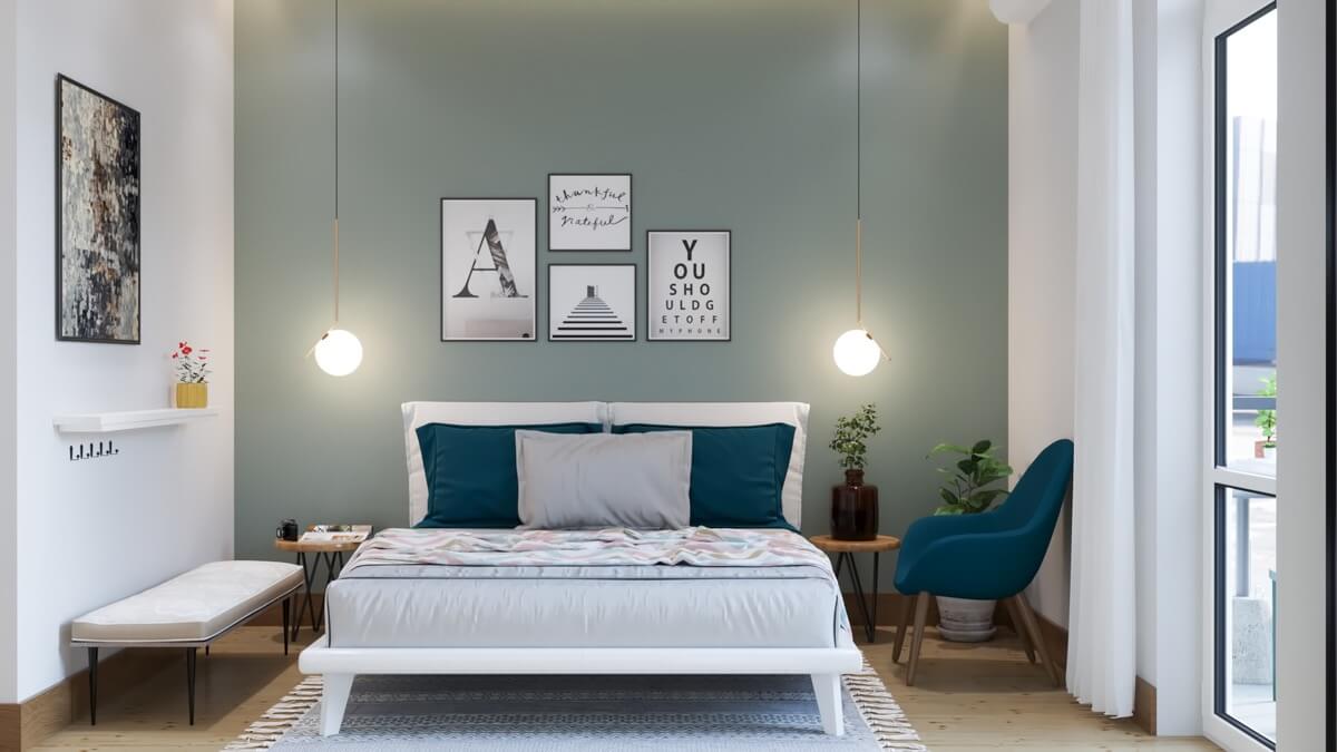 thiết kế phòng ngủ màu xanh đẹp 11
