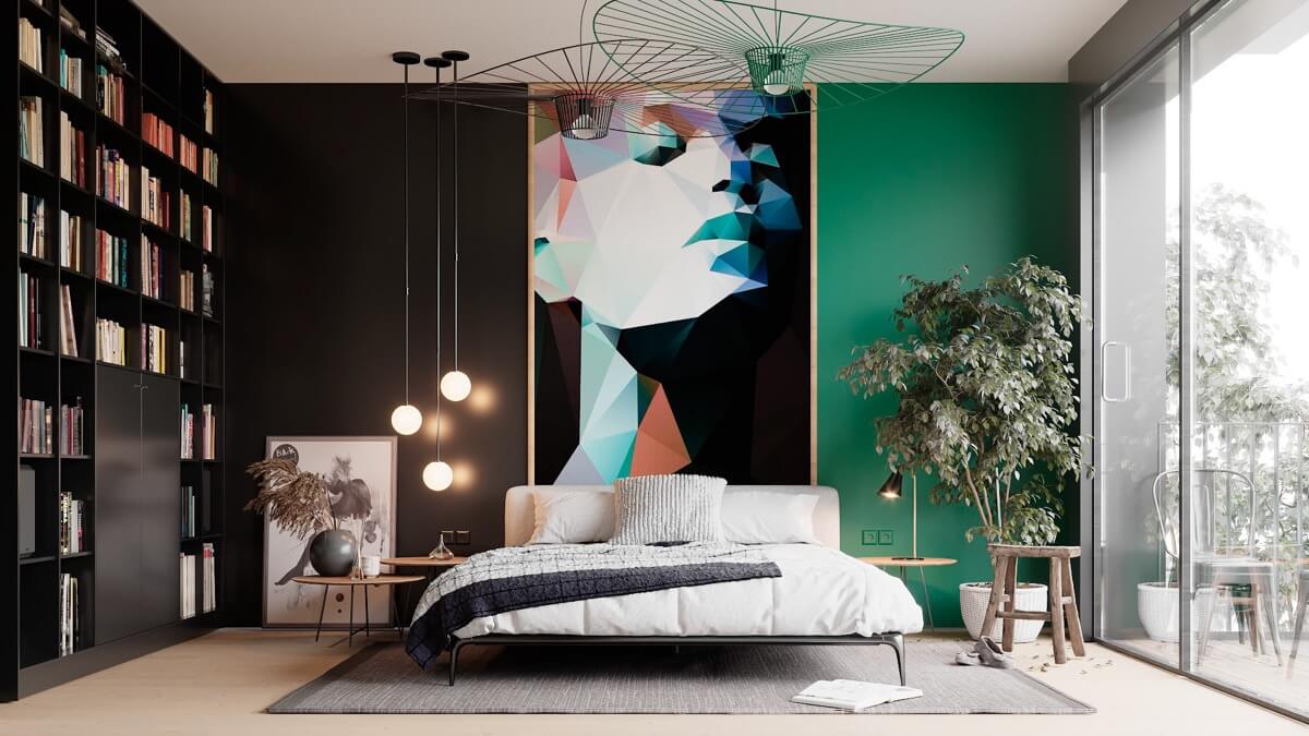 thiết kế phòng ngủ màu xanh đẹp 16
