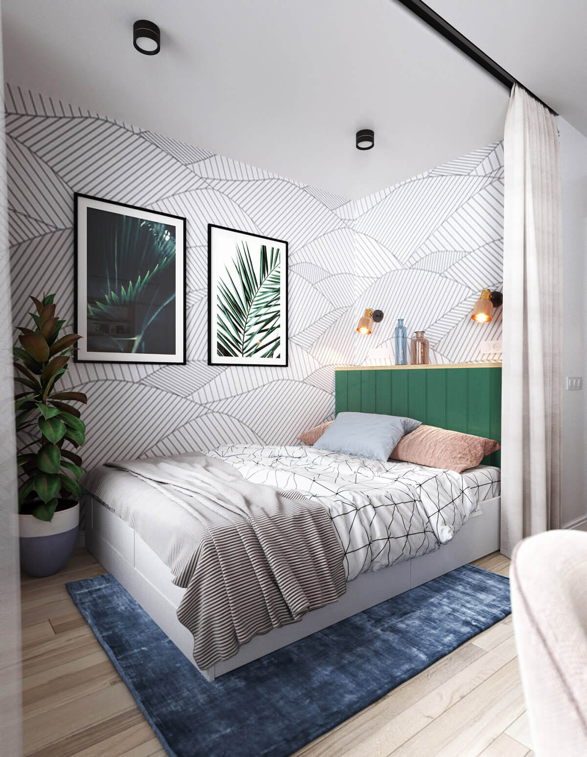 thiết kế phòng ngủ màu xanh đẹp 19