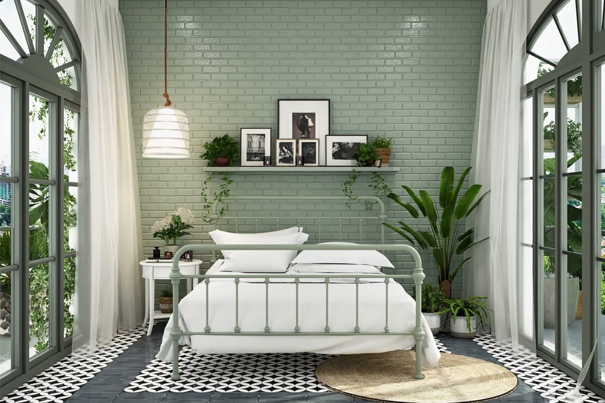 thiết kế phòng ngủ màu xanh đẹp 7