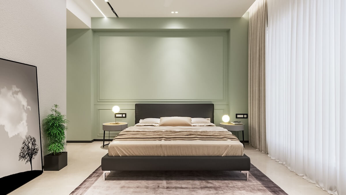 thiết kế phòng ngủ màu xanh đẹp 9