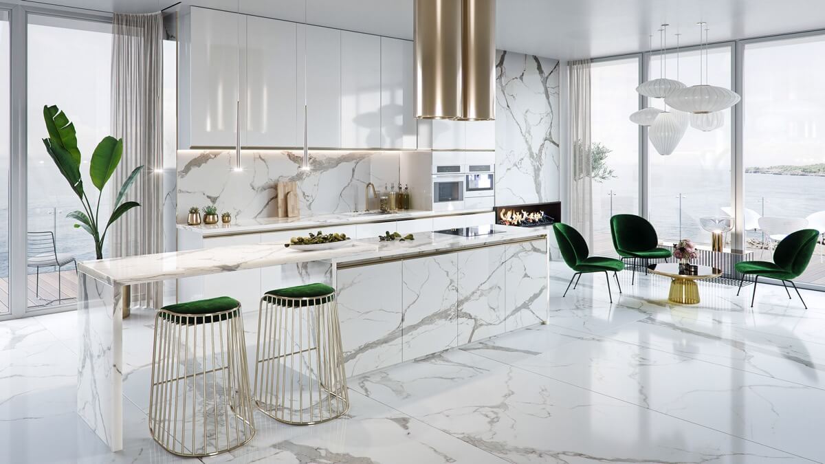 thiết kế nội thất nhà bếp hiện đại luxury 1