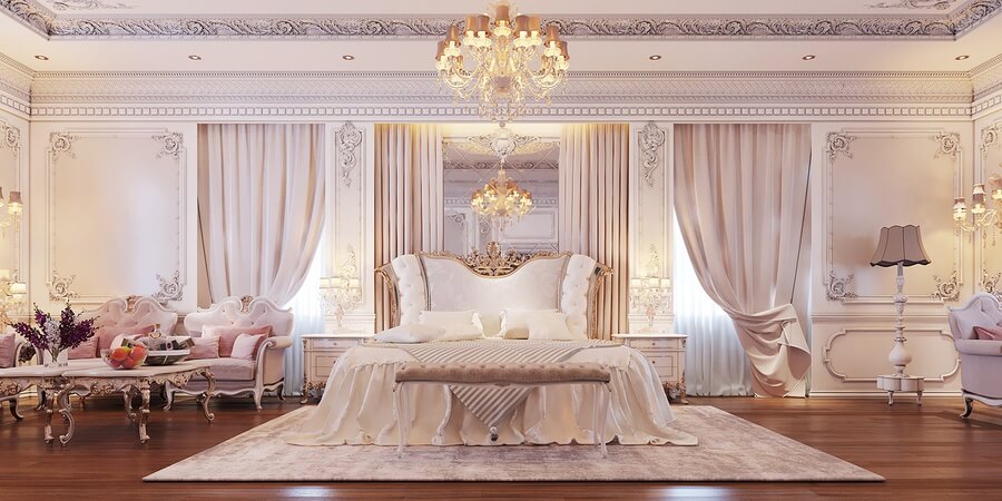 phòng ngủ tân cổ điển màu trắng đẹp 3