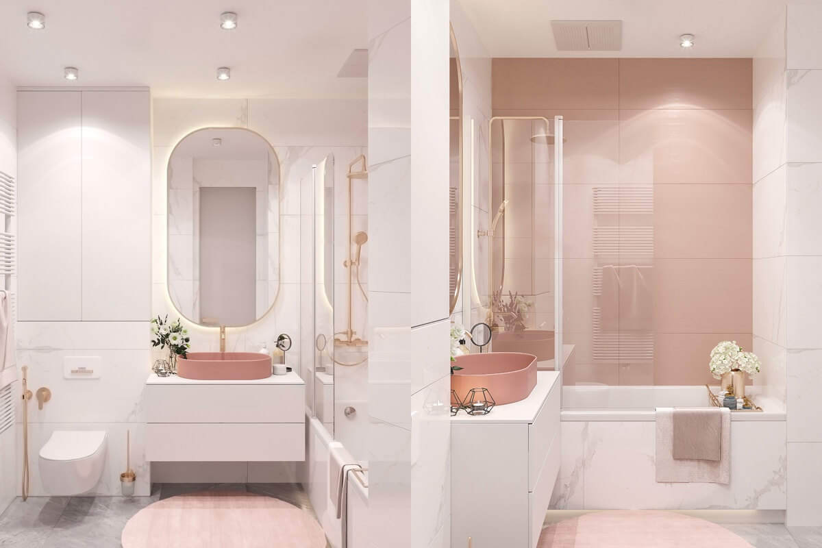 phòng tắm màu hồng đẹp 16