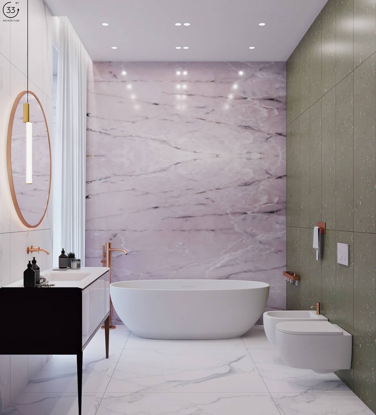phòng tắm màu hồng đẹp 19