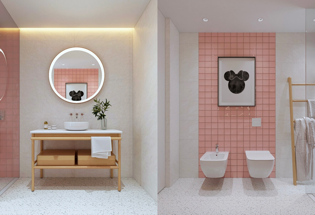 phòng tắm màu hồng đẹp 27