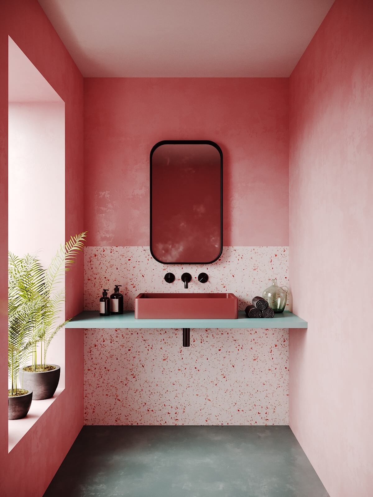 phòng tắm màu hồng đẹp 3