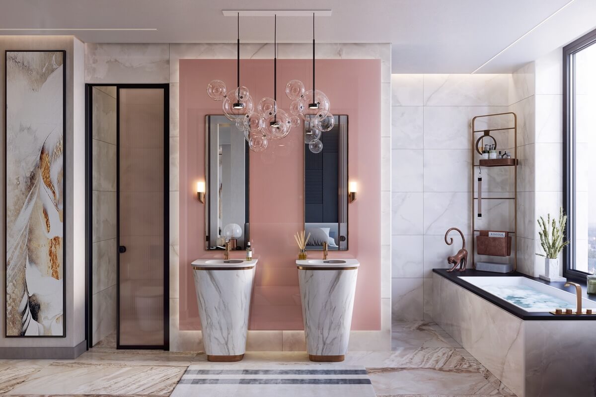 phòng tắm màu hồng đẹp 36