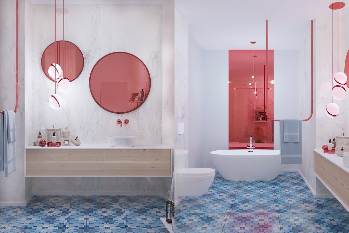 phòng tắm màu hồng đẹp 37