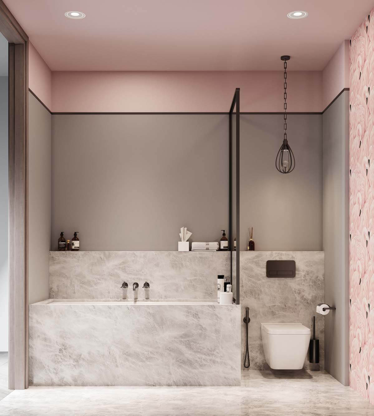 phòng tắm màu hồng đẹp 39