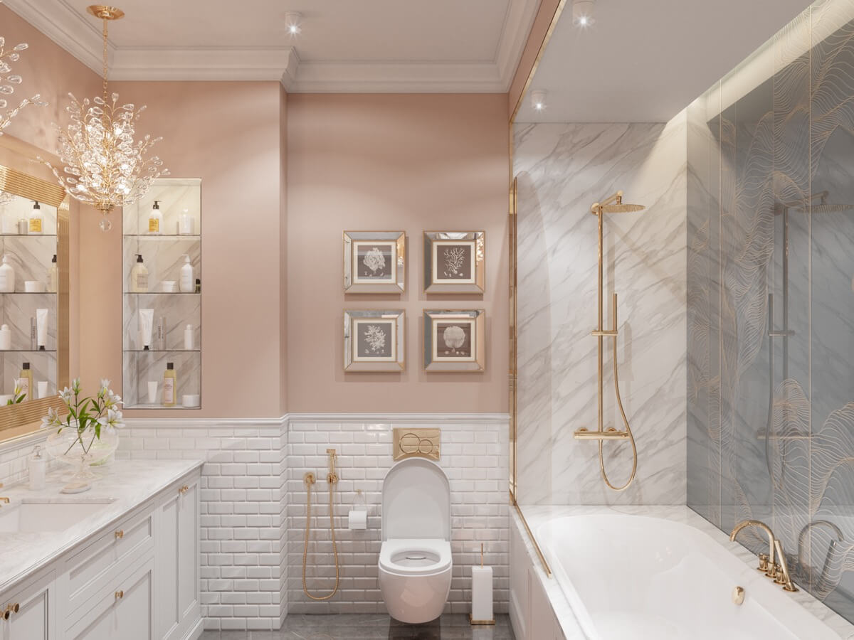 phòng tắm màu hồng đẹp 5