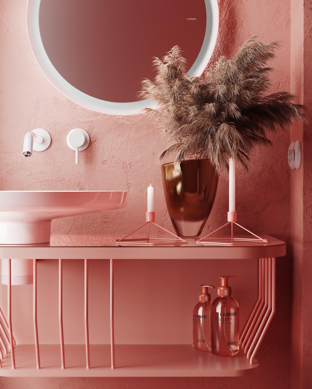 phòng tắm màu hồng đẹp 7