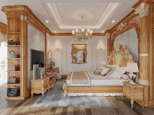 thiết kế nội thất phòng ngủ gỗ tự nhiên đẹp