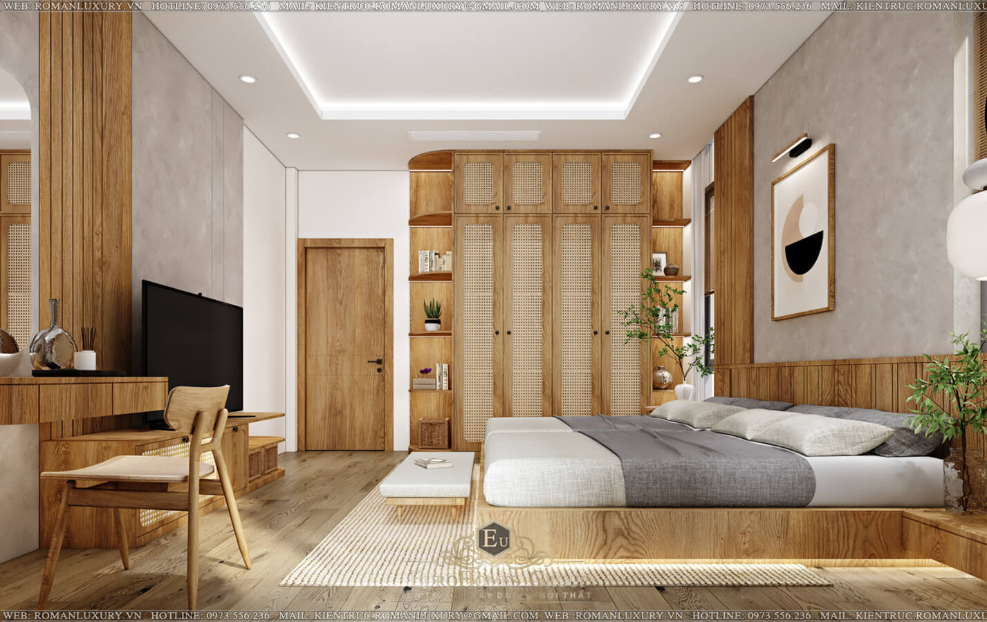 Phòng ngủ thiết kế biệt thự hiện đại 3 tầng 